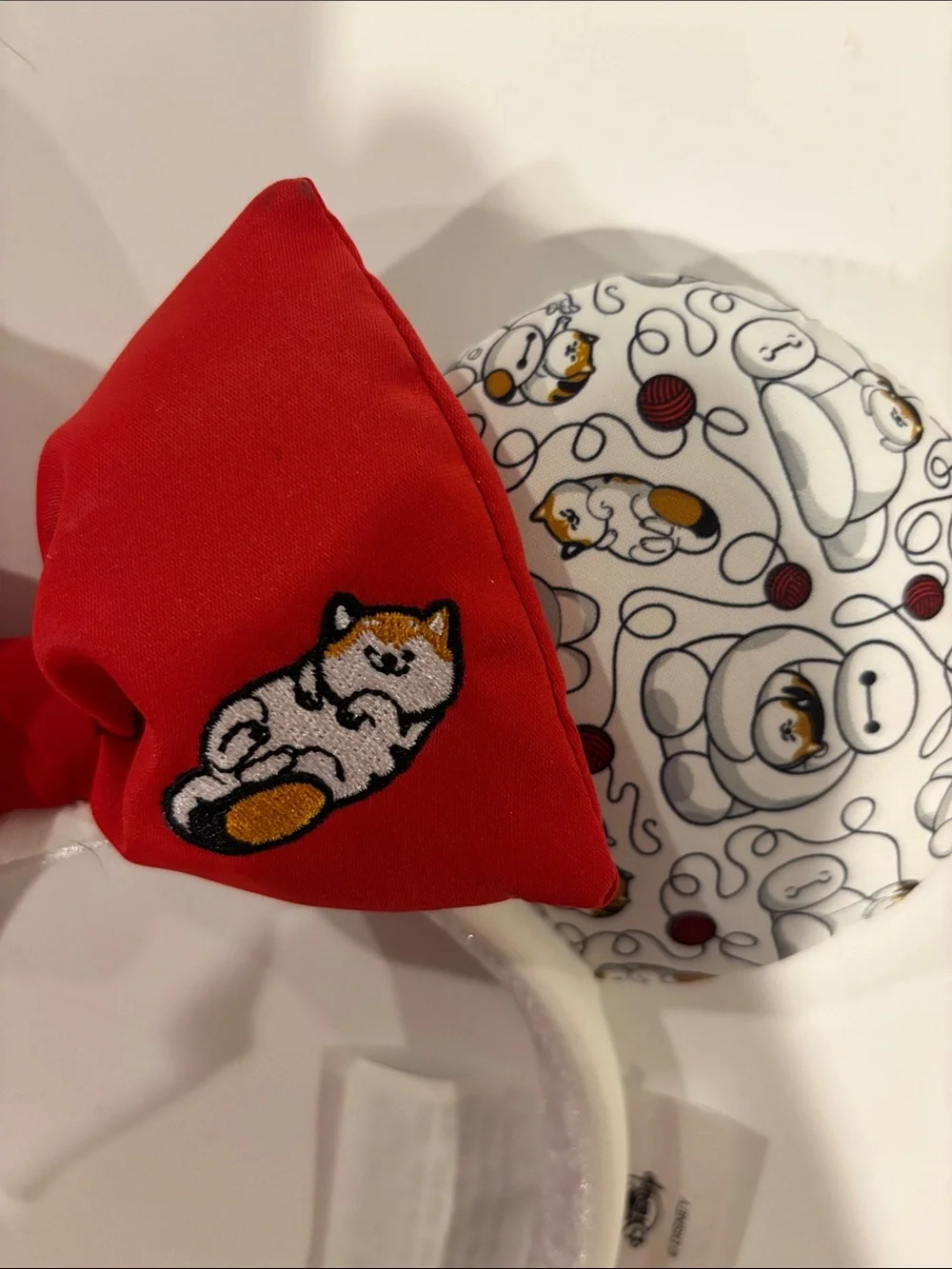 Disney Micky Ears BIG HERO Baymax ,worn once, white headband with red bow